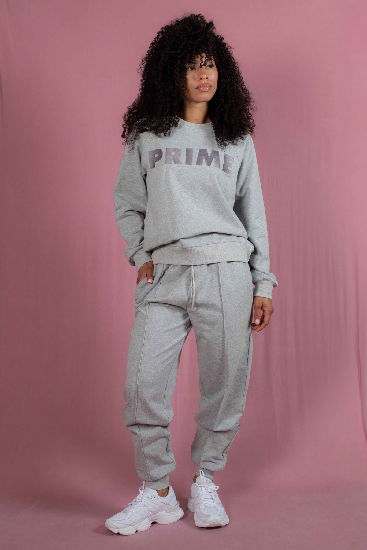 Grey Organic Cotton Embroidered Sweatshirt - PRIME STUDIO