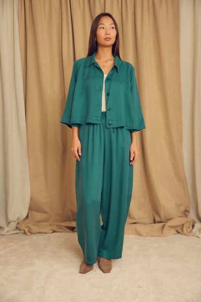 Teal Lyocell Flared Jacket - ARCHIVE SALE