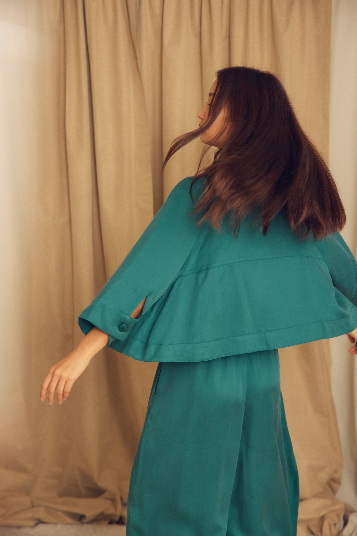 Teal Lyocell Flared Jacket - ARCHIVE SALE