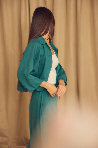 Teal Lyocell Flared Jacket - ARCHIVE SALE