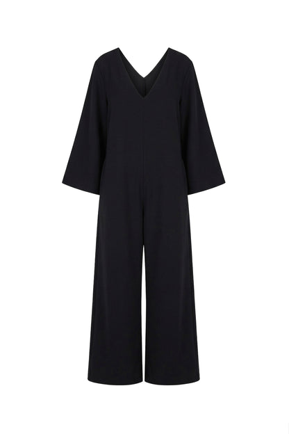 Black Organic Cotton Wide-Leg Jumpsuit