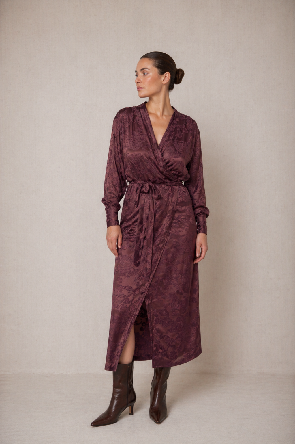 Cocoa Devoré Wrap Dress - ARCHIVE SALE