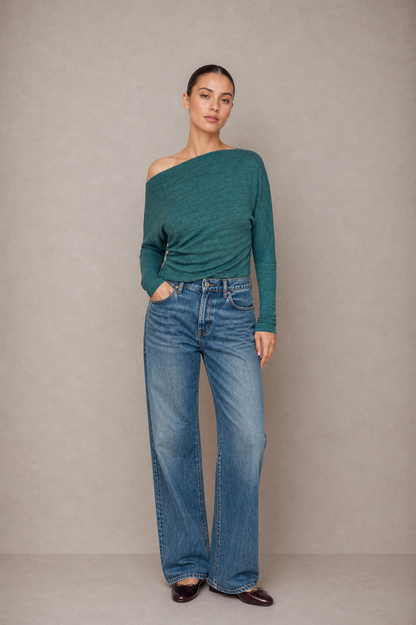 Teal Wool Drape Top -  ARCHIVE SALE