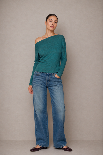 Teal Wool Drape Top -  ARCHIVE SALE