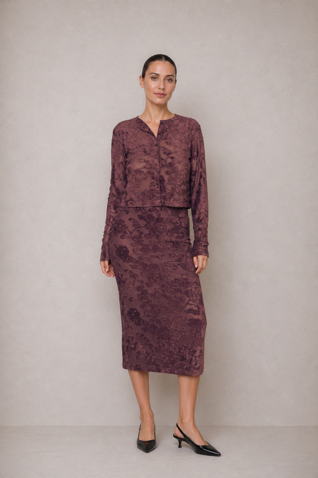 Cocoa Devoré Cardigan - ARCHIVE SALE
