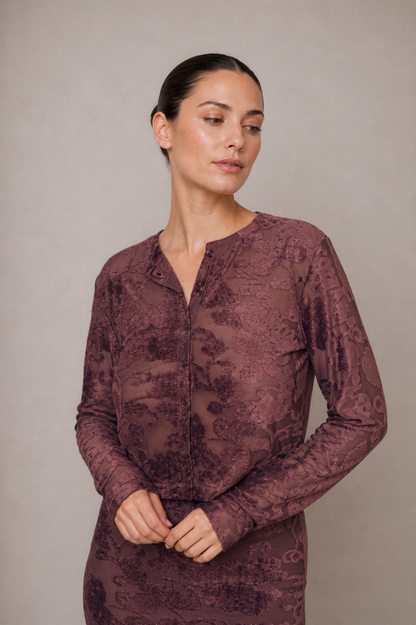 Cocoa Devoré Cardigan - ARCHIVE SALE