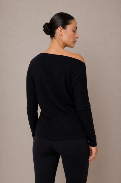 Black Wool Drape Top -  ARCHIVE SALE