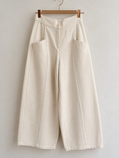 Ecru Barrel-Leg Trousers - ARCHIVE SALE
