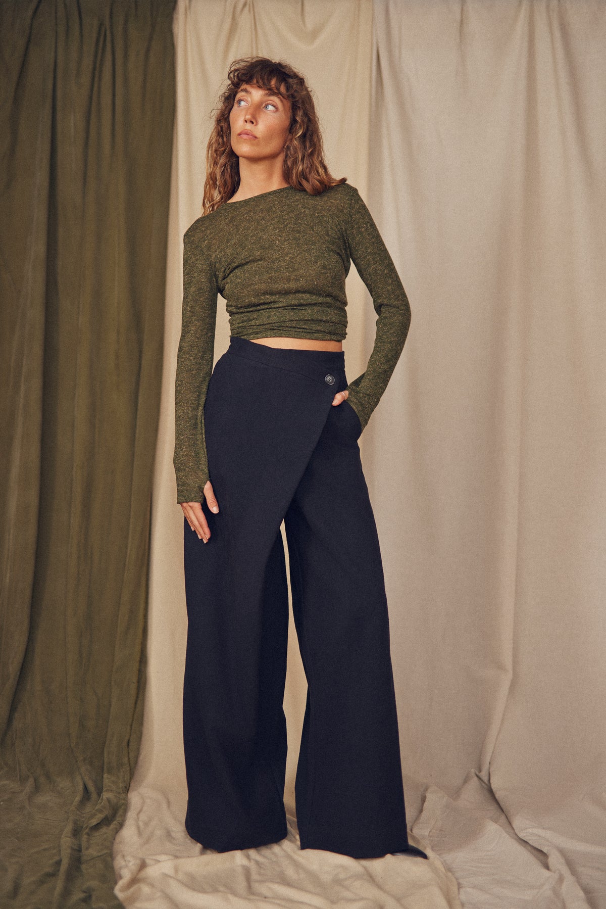 Black Organic Cotton Wide Trousers - ARCHIVE SALE