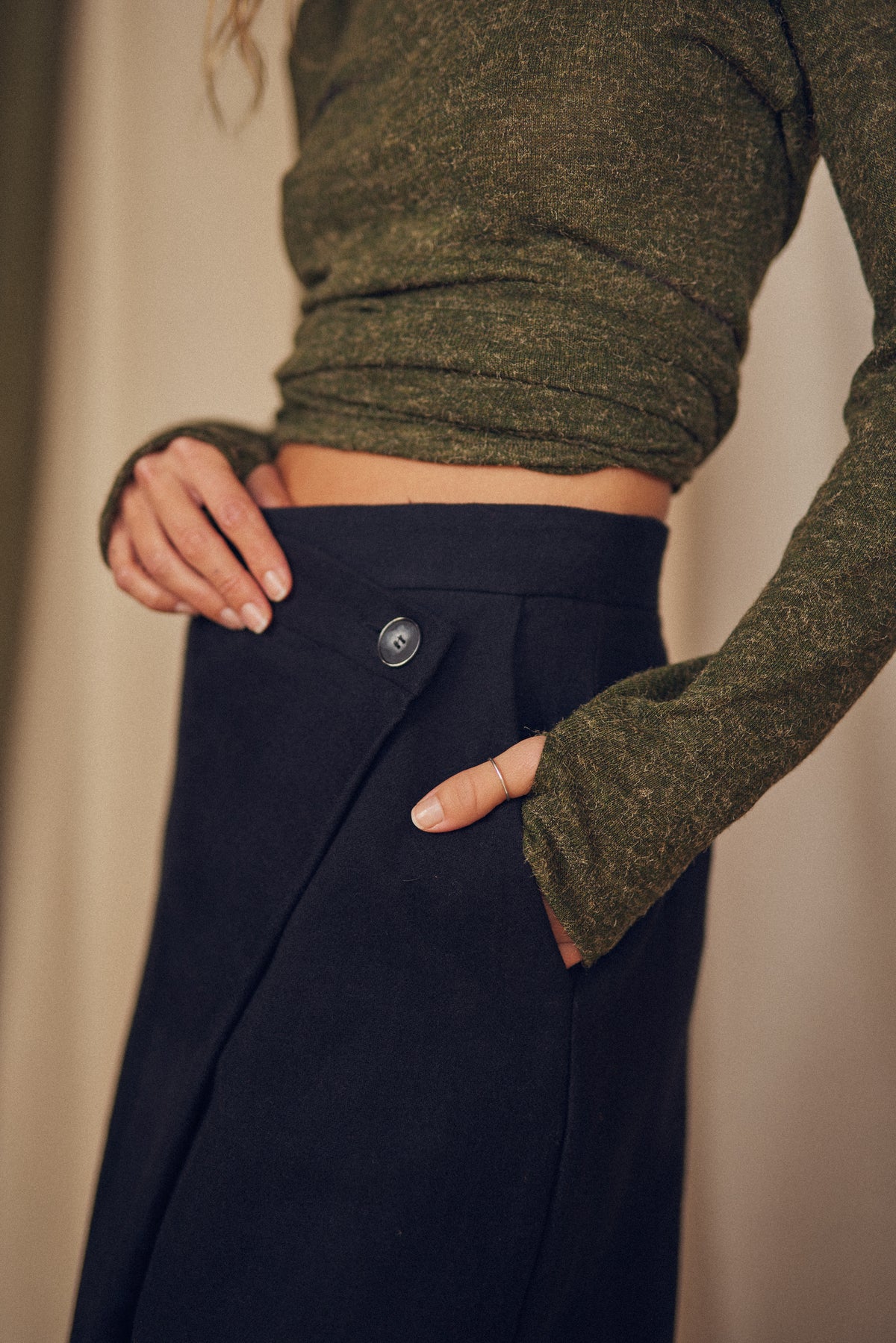 Black Organic Cotton Wide Trousers - ARCHIVE SALE