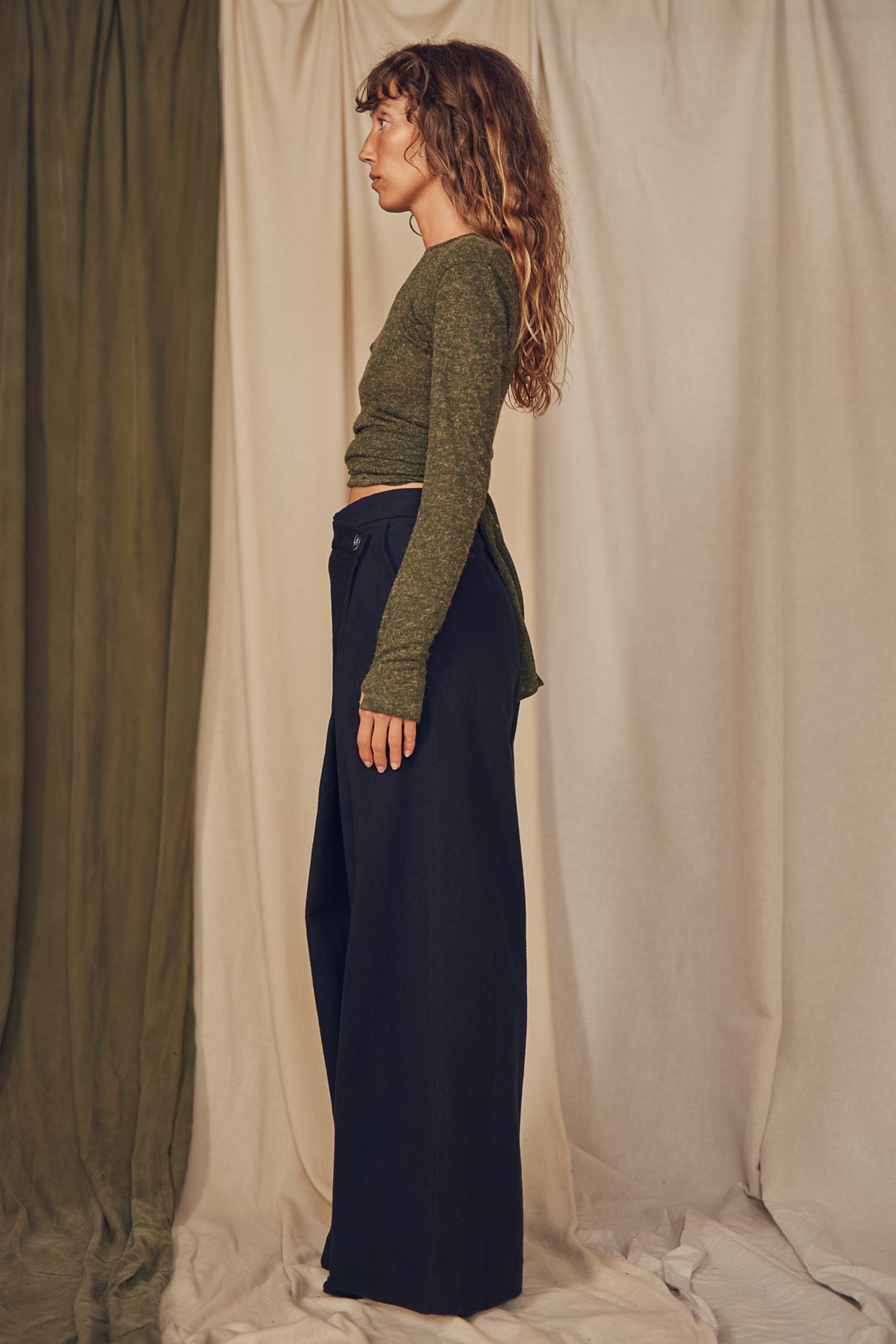Black Organic Cotton Wide Trousers - ARCHIVE SALE