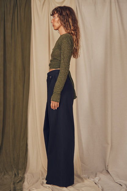 Black Organic Cotton Wide Trousers - ARCHIVE SALE