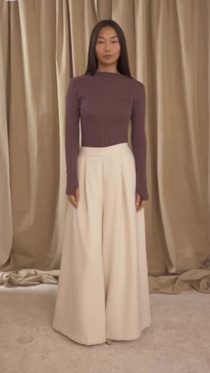 Ecru Organic Cotton Wide Trousers