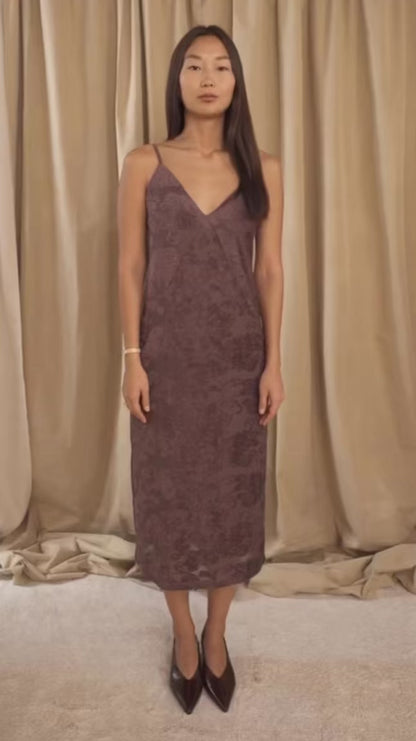 Cocoa Devoré Strappy Midi Slip Dress